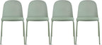 2xhome Modern Stackable Armless Dining Chair | Plastic Shell Seat with Metal Legs | Indoor or Outdoor Use | Home Kitchen Patio (4, Green, Padded Seat)