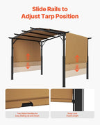 VEVOR 10 x 10 ft Outdoor Pergola, Arched Top Metal Pergola, Retractable Pergola with Sun Shade Canopy, Large Patio Shelter Pavilion, Heavy Duty Garden Pergola for Deck Backyard Porch Poolside