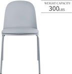 2xhome Modern Stackable Armless Dining Chair | Plastic Shell Seat with Metal Legs | Indoor or Outdoor Use | Home Kitchen Patio (4, Grey, Padded Seat)