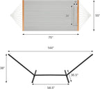 Two Person Hammock with Stand for Outside Heavy Duty, Outdoor Patio Hammock with Portable Steel Stand, Large Double Hammocks,480lbs Capacity.(Middle Grey)