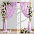 Lilac Sheer Gauze Arch Drape Curtains, 2 Panels, 29 x 240 Inches