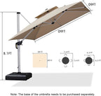 PURPLE LEAF 9ft Patio Umbrella Outdoor Square Umbrella Large Cantilever Umbrella Windproof Offset Heavy Duty Sun for Garden Deck Pool Patio, Beige