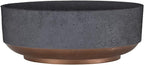 The HC Companies 8 Inch Round Plastic Succulent Capri Bowl 8"x8"x3" in Faux Concrete Color with Copper Band