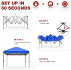 Pop Up Gazebo 10x10 Blue Metal Canopy with Sandbags and Stakes