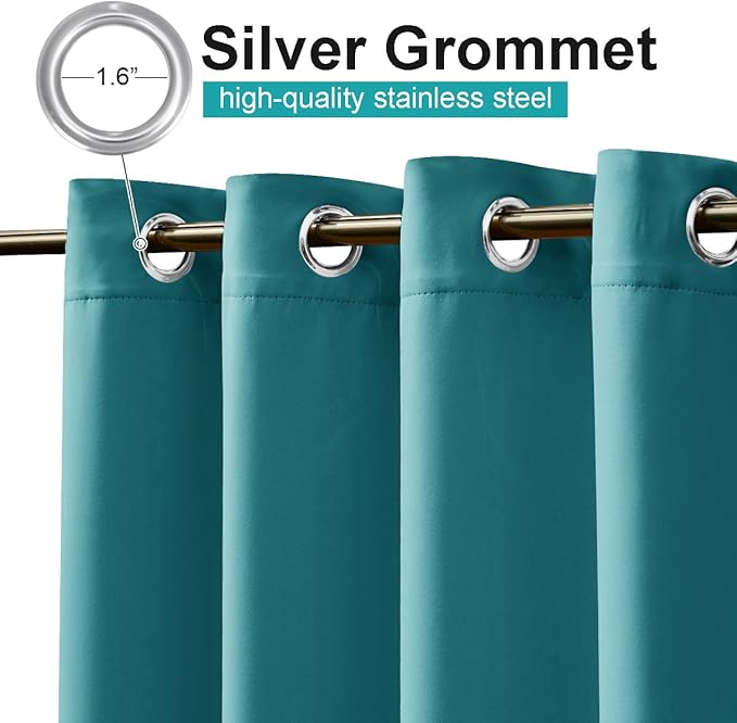 NICETOWN Outdoor Curtain for Patio Waterproof Extra Wide 84 inch, Sun Blocking Vertical Blinds Thermal Insulated Stainless Grommet for Front Porch/Gazebo/Lanai, Peacock Teal, 1 Piece, 84 inch L