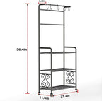 Plant Stand Indoor Outdoor Heavy Duty Metal - 56.4" Tall 3-Tier Shelf for Multiple Plants, Flowers, Rustproof Black Storage Rack for Patio, Balcony, Living Room, Garden, Includes Hooks&Adjustable Feet