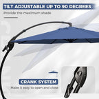 Grand patio 12FT Outdoor Offset Umbrella with Base & Cover Patio Aluminum Round Cantilever Umbrella for Garden Deck Poolside (Navy Blue, 12 FT)