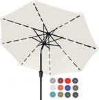 ABCCANOPY Durable Solar Led Patio Umbrellas with 32LED Lights 9FT (Light Beige)