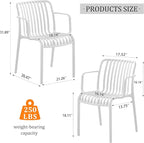 Patio Dining Chairs Set of 4, All-Weather Outdoor and Indoor Stackable Chairs with Curved Back, Waterproof for Patio, Deck, Porch, Backyard, Restaurant & Cafe Use, White
