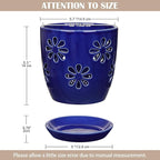 Oairse 6 inch Orchid Pots with Holes, Royal Blue Ceramic Orchid Pot for Repotting Small Indoor Plant Pots with Drainage Holes and Saucers Decorative Flower Planter for Orchids, Indoor Plant