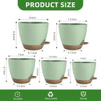 Plant Pots 8/7.5/7/6.5/6 Inch Self Watering Pots,5 Pack Planters with Drainage Holes and Saucers,Plastic Flower Pots,Nursery Planters for Indoor Outdoor Plants (Green)