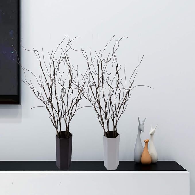 Artificial Curly Willow Branches, 10 Pack Brown Iron Wire Stems, 30.7 Inch
