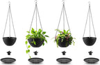 Hanging Planters for Indoor Outdoor Plants 8 and 10 Inch, 4 Packs Hanging Flower Pot with Drainage Holes, Self-Watering Hanging Basket Perfect for Home, Office and Garden, Black