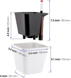 5.5 Inch Self Watering Plastic Planter With Indicator - 6 PCS Square Plant Pots, Decorative Lazy Flower Pot for House Plants, Herbs, Aloe, Succulents