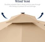 Best Choice Products 9x12ft LED Cantilever Patio Umbrella w/Base Included & 360° Rotation, Large Solar Offset Hanging Outdoor Sun Shade for Deck, Backyard Table w/Stand & Lights – Sand