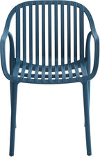 Modern Stackable Outdoor & Indoor Plastic Dining Chairs Set, Armchairs Set, Weather-Resistant, Ideal for Patios, Cafes, and Home Use, Set of 4 (Blue)
