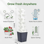 Vertical Hydroponic Tower Garden Growing System - Indoor Planter Kit with 30 Pods, Aeroponic-Style Tower for Herbs, Vegetables, Lettuce & Strawberries, Home Countertop Grow System, Gray