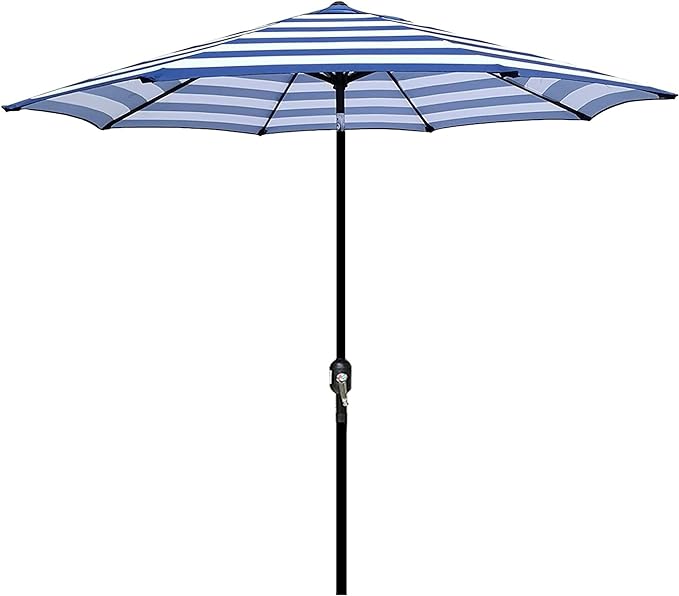 Blissun 9' Outdoor Patio Umbrella, Outdoor Table Umbrella, Yard Umbrella, Market Umbrella with 8 Sturdy Ribs, Push Button Tilt and Crank