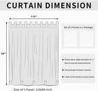Easy-Going Outdoor Patio Curtains Detachable Tab Top Windproof Weatherproof Curtain for Cabana, Porch, Pergola and Gazebo, Tab Bottom Drape, 2 Panels, 110W x 84L inch, White