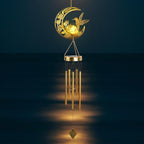 Moon Hummingbird Wind Chime Outdoor, Handcrafted Metal Garden Wind Chimes with Hummingbird Charms, Melodic Wind Bells for Patio Porch Decor, Weatherproof Gift for Nature Lovers & Bird Watchers