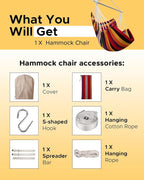 Miztli Hammock Chair with Hanging Chair Cover – Max 500 Lbs, Steel Spreader Bar with Anti-Slip Rings, Comfortable Indoor & Outdoor Hanging Chair – Includes Protective Waterproof Cover (57x45.5 in)