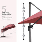 PURPLE LEAF 9' X 11.5' Square Cantilever Umbrella Patio Umbrella with Base Outdoor Umbrella Aluminum Offset with 360-degree Rotation for Garden Deck Pool Patio Terra