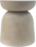 Christopher Knight Home Stela Patio Lightweight Concrete Drum Side Table, Outdoor MGO End Table, Coffee Table for Chat Set, Round Top Cement for Outside, Garden, Poolside, Light Grey