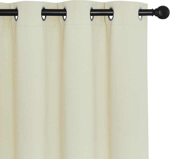 NICETOWN Patio Blackout Curtain Panels - Extra Wide Sliding Door Thermal Insulated Drape, Privacy Room Divider Curtain for Bedroom Office (Beige, 66 x 118 Inch Long)
