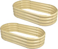 Land Guard 2Pcs Galvanized Raised Garden Bed Kit, 7.5×3×1ft Galvanized Planter Raised Garden Boxes Outdoor, Oval Large Metal Raised Garden Beds for Vegetables (Cream Yellow)