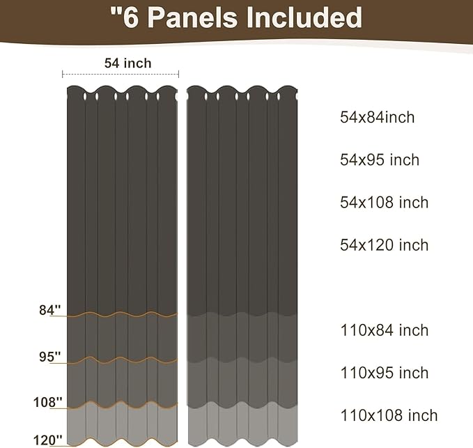 HolidayIdeas Outdoor Curtains for Patio Waterproof 6 Panels 54x95 - Image 9