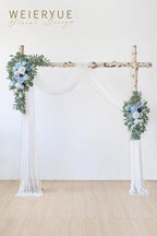 Artificial Flowers Wedding Arch Swag Kit, Blue, 3-Piece with Chiffon Drape