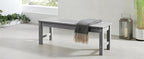 Psilvam 2-Person Outdoor Poly Lumber Patio Backless Bench, Fade-Resistant & Odor-Free Poly Lumber Patio Furniture, Weatherproof, Suitable for Garden, Porch and Park, 700 Lbs Support (1, Light Gray)
