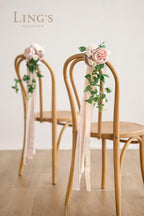Artificial Aisle Pew Flowers, 8 Pack, Dusty Rose and Cream, Silk and Foam