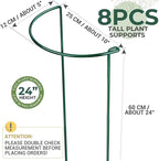 LEOBRO Plant Support, 8 PCS Peony Cages and Supports, Plant Stakes, Plant Supports for Indoor Plants, Outdoor Plants, Monstera Hydrangea Support Cage, 10" W x 24" H
