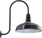 Wall Light, Black 16-Inch Farmhouse Barn Dome Outdoor Fixture