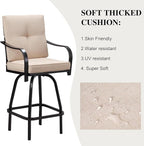 Patio Swivel Bar Stools, Outdoor Bar Height Swivel Chairs Set of 2 - Image 5