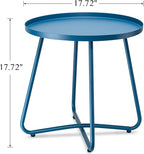 Side Tables, Round Steel Outdoor End Table, 17.72-Inch, Blue