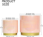 Gepege Pink Indoor Plant Pots for Plants, Ceramic Planter with Drainage Hole, 7.6 Inch +6 Inch 2pcs Succulent Orchid Flower Pot - Rainbow Pearl Glaze