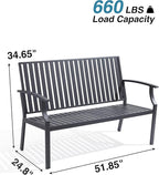 52" Outdoor Bench Garden Bench, Weatherproof Anti-Rust Heavy-Duty Outside Benches Clearance, Aluminum Metal Bench for Front Porch, Patio, Park (Dark Grey,1 PCS)