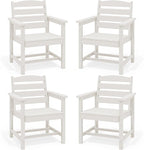 SERWALL Outdoor Dining Chairs Set of 4, All-Weather HDPE Patio Chair with 19.7" Widened Seat, for Backyard, Garden, White