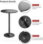 Furmax Bistro Pub Table Round Bar Height Cocktail Table for Home Bar, Small Round Bar Tables for Party, Dining Room, Living Room and Wedding, Metal Base MDF Top Obsidian, 40.6 Inch Height (1, Black-1)