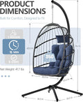 Hammock Chair Egg Swing, Dark Blue Metal Frame, 350 lb Capacity