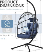 Hammock Chair Egg Swing, Dark Blue Metal Frame, 350 lb Capacity