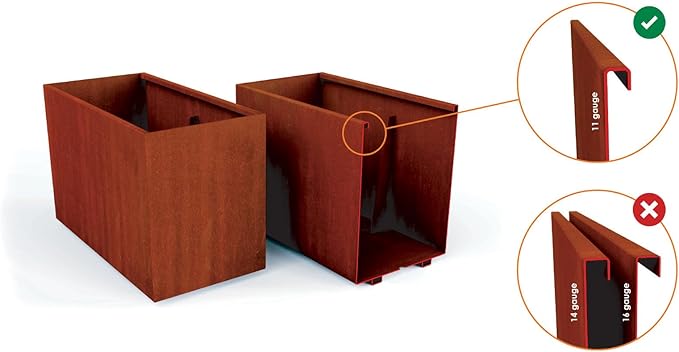 Plantercraft Large Round Planters for Outdoor Plants | 24 Inch Corten Steel Planter for Modern Patio, Deck & Entryway | Heavy Duty Metal Pot for Trees