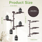 iDavosic.ly Rotating Window Plant Shelves, 3-Tier Metal Wall Stand with 2 Hooks, Flower Display Holder Rack for Living Room, Space Saving, Bronze (Pots/Chains/Plants Not Included)