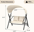 AECOJOY Outdoor Porch Swings for Adults 600LBS 2 Seat Patio Swings - Image 6
