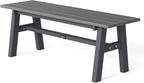 VINGLI 47” Outdoor Bench Garden Bench HDPE Porch Bench w/Metal Legs, Poly Lumber Patio Bench, 660 LBS Capacity Outdoor Backless Bench(Grey)
