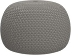 FRELISH DECOR Round Pouf Ottoman Hand Knitted 100% Cotton Pouf - Foot Stool - Knitted Bean Bag - Floor Chair for Living Room Bedroom - Foot Rest for Couch (20 Diameter x 14 Height) - Beige