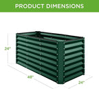 Best Choice Products 4x2x2ft Outdoor Metal Raised Garden Bed, Deep Root Box Planter for Vegetables, Flowers, Herbs, 119 Gallon Capacity, 100% Non Toxic Materials - Dark Green
