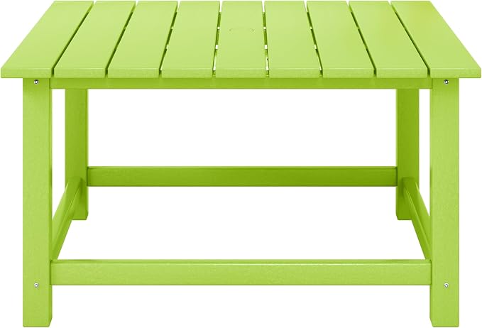 Patio Coffee Table, Lime 30.75-Inch Square HDPE Outdoor